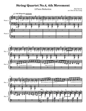 First page of the String Quartet No. 4 score