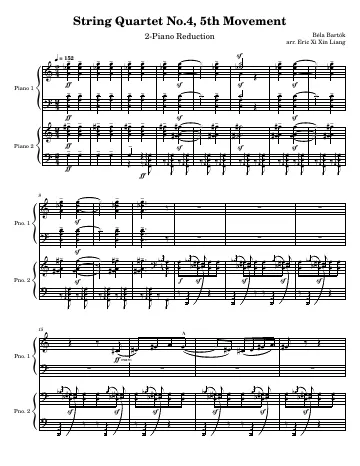 First page of the String Quartet No. 4 score