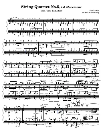 First page of the String Quartet No. 5 score