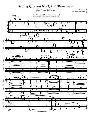 First page of the String Quartet No. 5 score