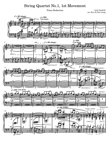 First page of the String Quartet No. 1, “Kreutzer Sonata” score