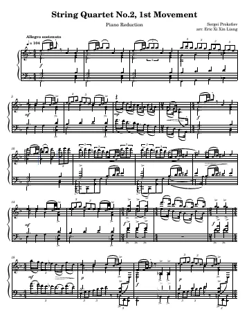 First page of the String Quartet No. 2 score