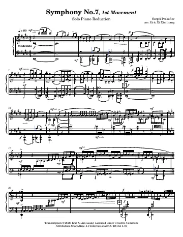First page of the Symphony No. 7 score