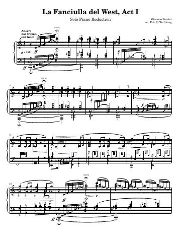 First page of the La fanciulla del West score