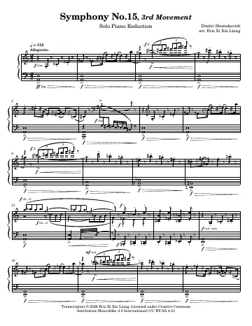 First page of the Symphony No. 15 score