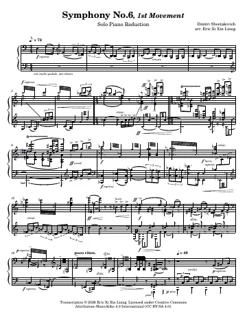 First page of the Symphony No. 6 score