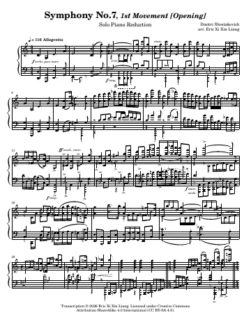 First page of the Symphony No. 7 score